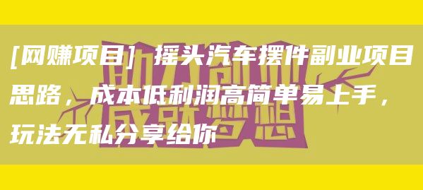 [网赚项目] 摇头汽车摆件副业项目思路，成本低利润高简单易上手，玩法无私分享给你